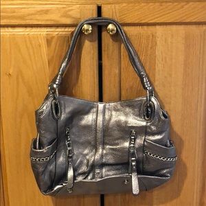 Large Silver Tote Silver Chain Accents